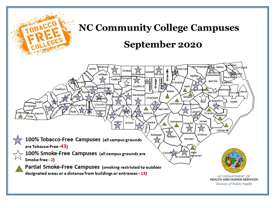 Tobacco-Free Community Colleges Map